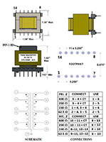 Schematic - PC Mount - Plug-In Printed Circuit Audio Transformers (HS-56-TH)