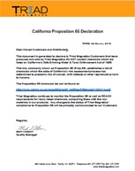 California Proposition 65 Declaration